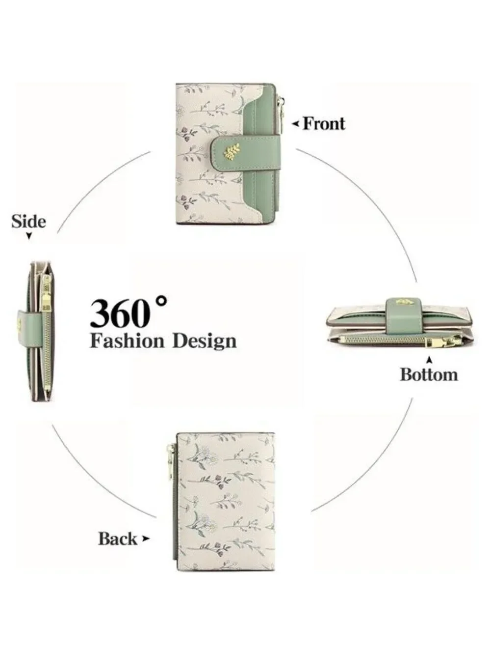 Small Womens Wallet RFID Leather Bifold Zipper Credit Card Holder Purse